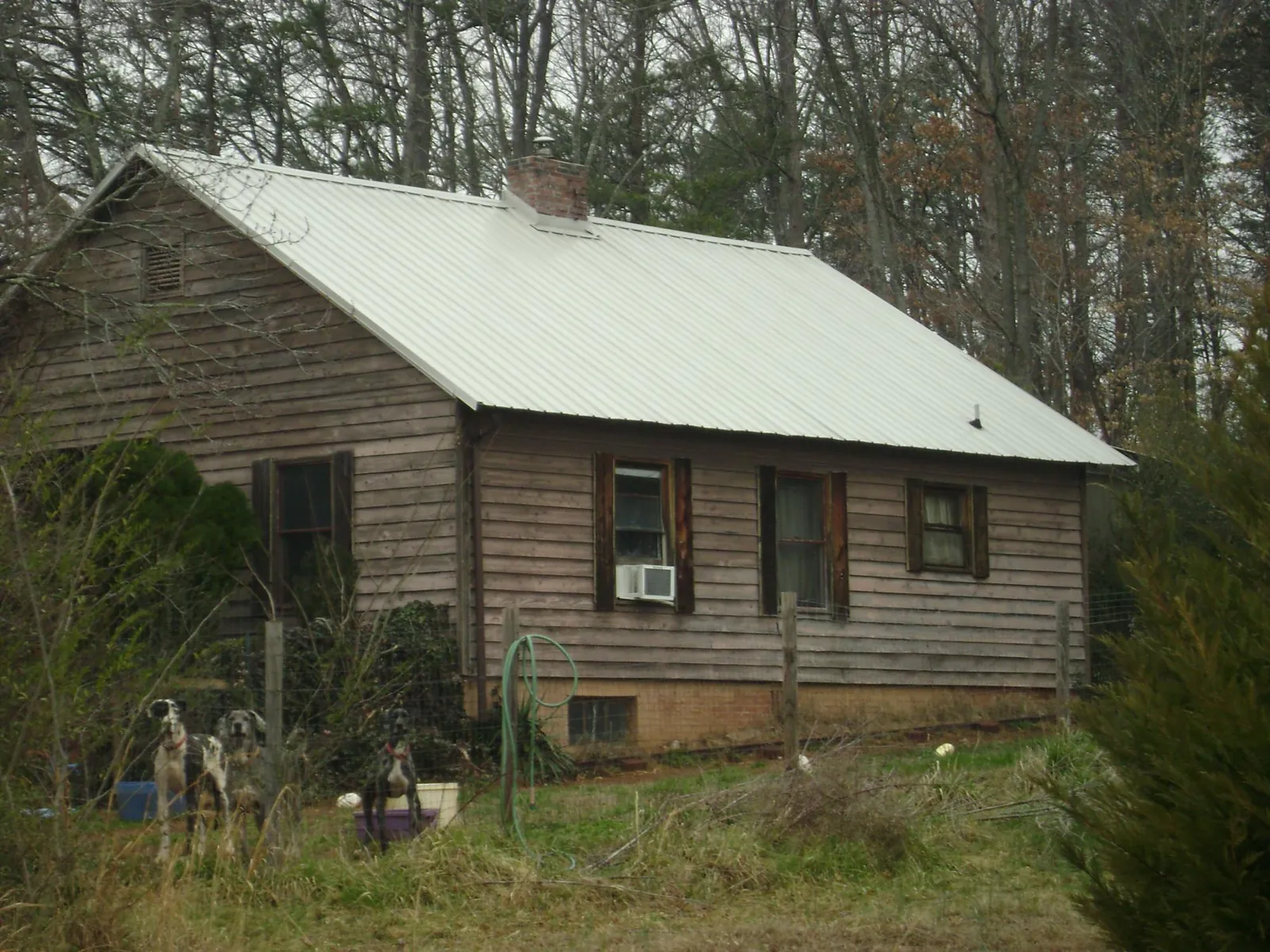 White metal roof on an old wood sided farmhouse, from a Metal Roof Installation job in Dennis